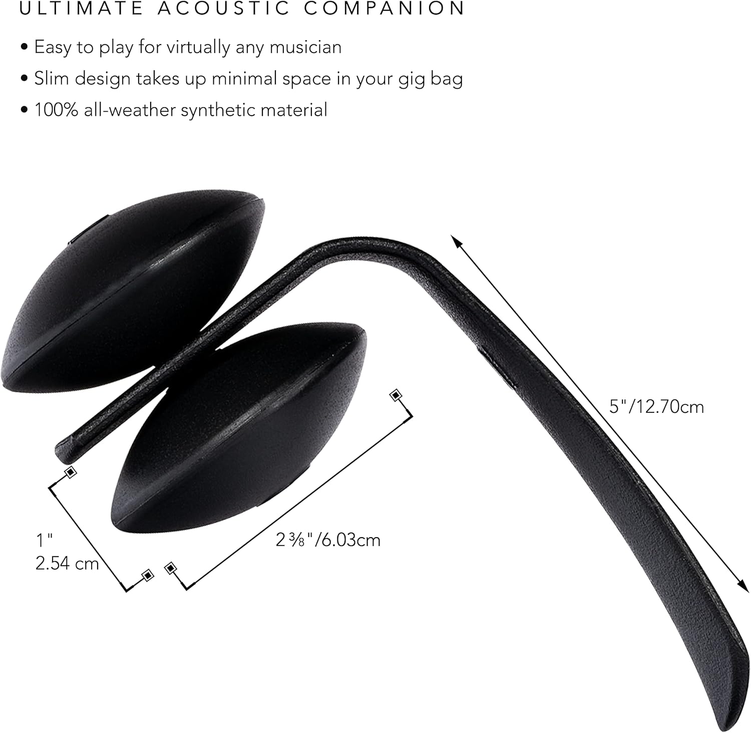 Meinl agitador de calcanhar preto com dimensões e design compacto
