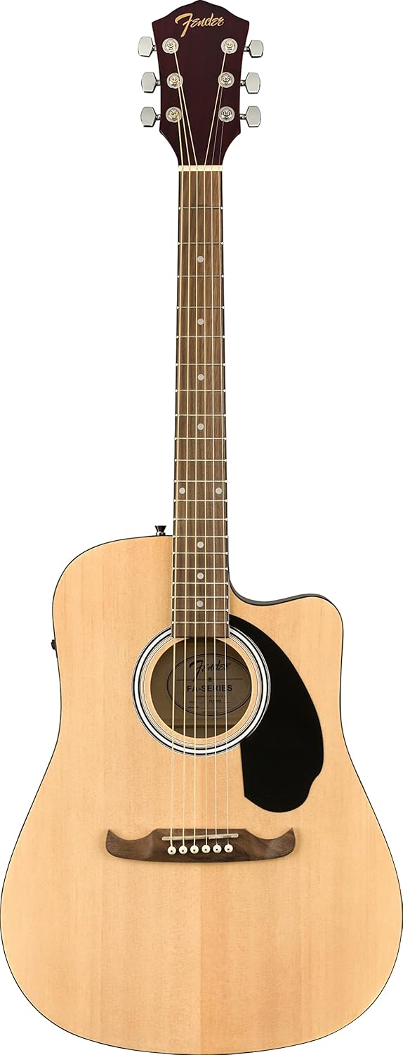 Fender Dreadnought FA-125CE guitarra acústica elétrica natural com captador Fishman e recorte no corpo.