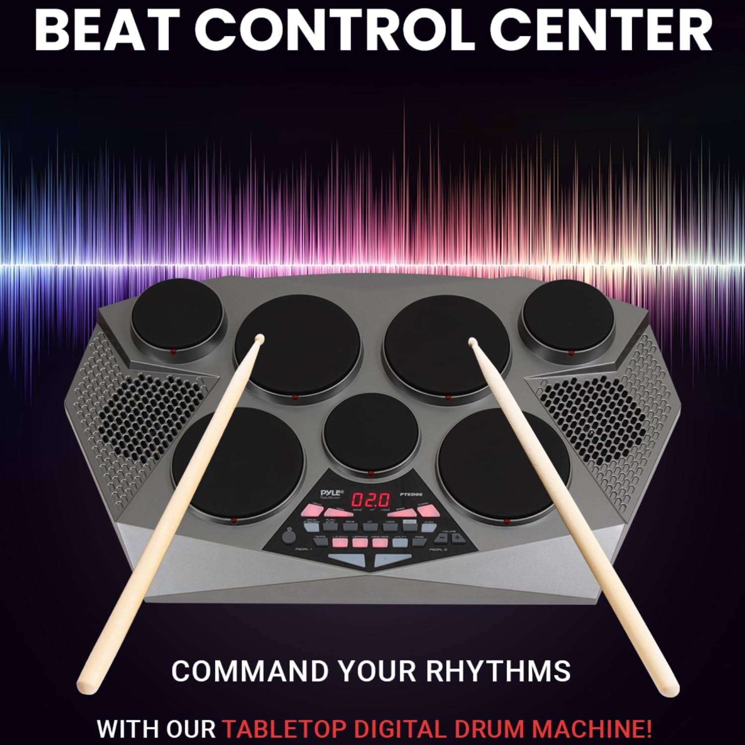 Pyle PTED06 kit bateria eletrônica com controle de batida e baquetas