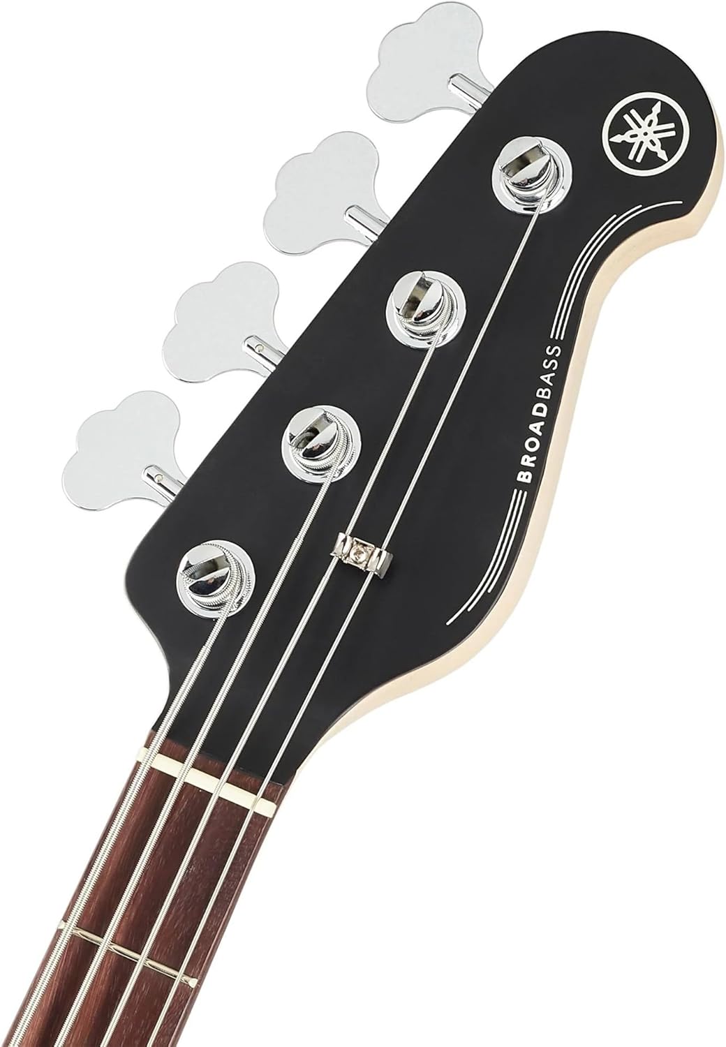Cabeça do contrabaixo Yamaha BB234 YNS com tarraxas cromadas e logo Yamaha branco sobre fundo preto.