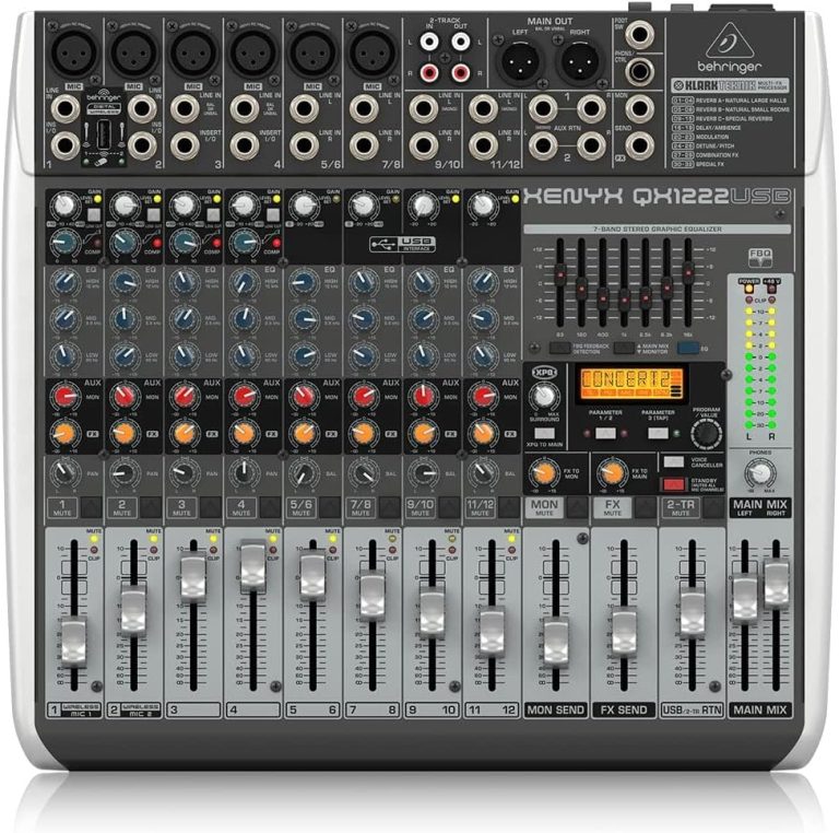 Behringer QX1222USB Mesa de Som 12 canais com display digital e equalizador gráfico
