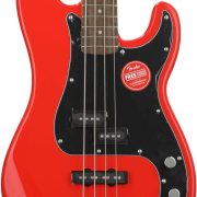 Squier Affinity Series Precision Bass PJ Contrabaixo 4 cordas vermelho com escudo preto e braço de madeira com trastes