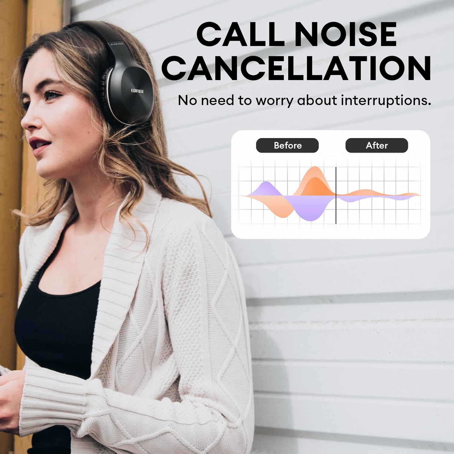 Headset Edifier W800BT PLUS com cancelamento de ruído para chamadas nítidas
