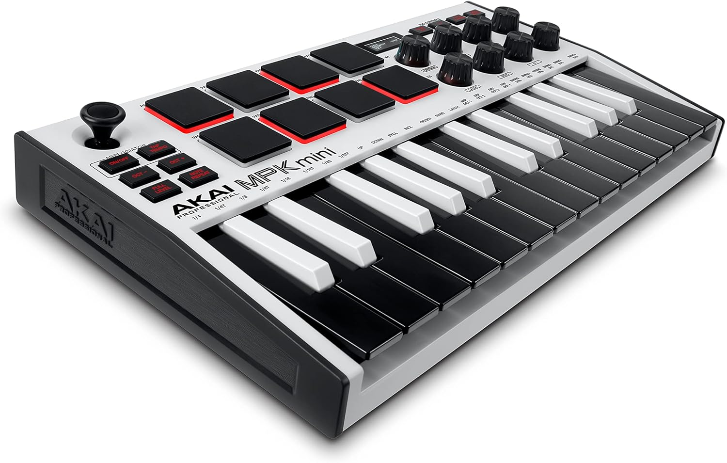 Akai Professional MPK Mini MK3 teclado MIDI USB branco com 25 teclas, 8 pads e botões rotativos