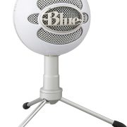 Microfone condensador USB Blue Snowball iCE branco com captação cardioide e suporte ajustável tripé