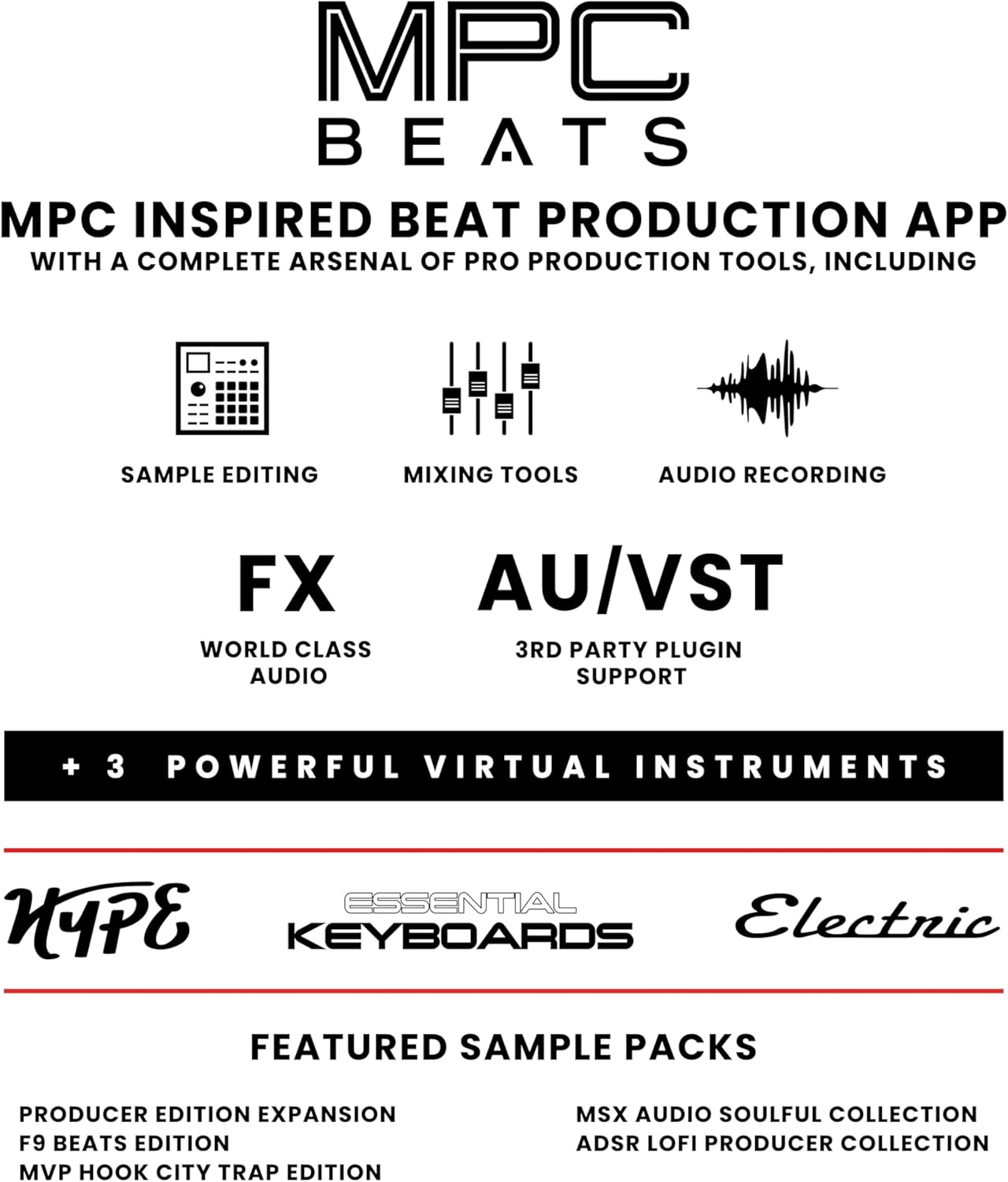 Aplicativo MPC Beats para produção musical com suporte ao Akai MPK Mini MK3 e instrumentos virtuais
