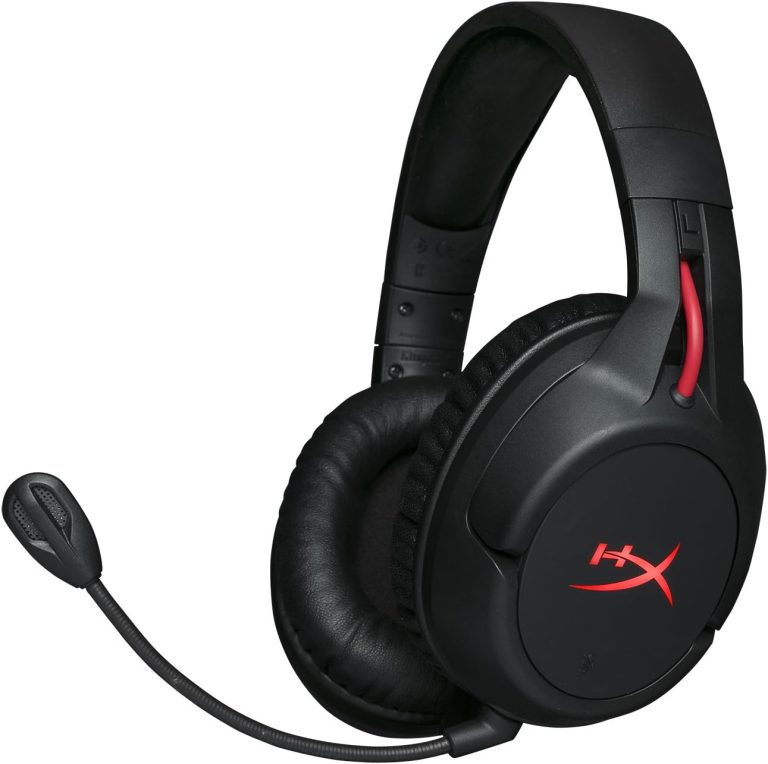 Headset gamer HyperX Cloud Flight Wireless preto com microfone removível e detalhes vermelhos