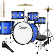 Bateria acústica Eastar EDS-350Bu 5 peças azul metálico com acessórios completos