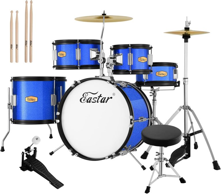 Bateria acústica Eastar EDS-350Bu 5 peças azul metálico com acessórios completos
