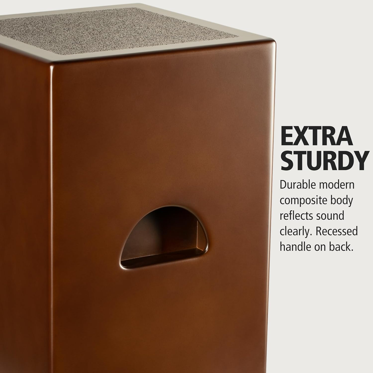 Corpo durável e alça embutida do cajon Meinl Jumbo Bass Subwoofer.