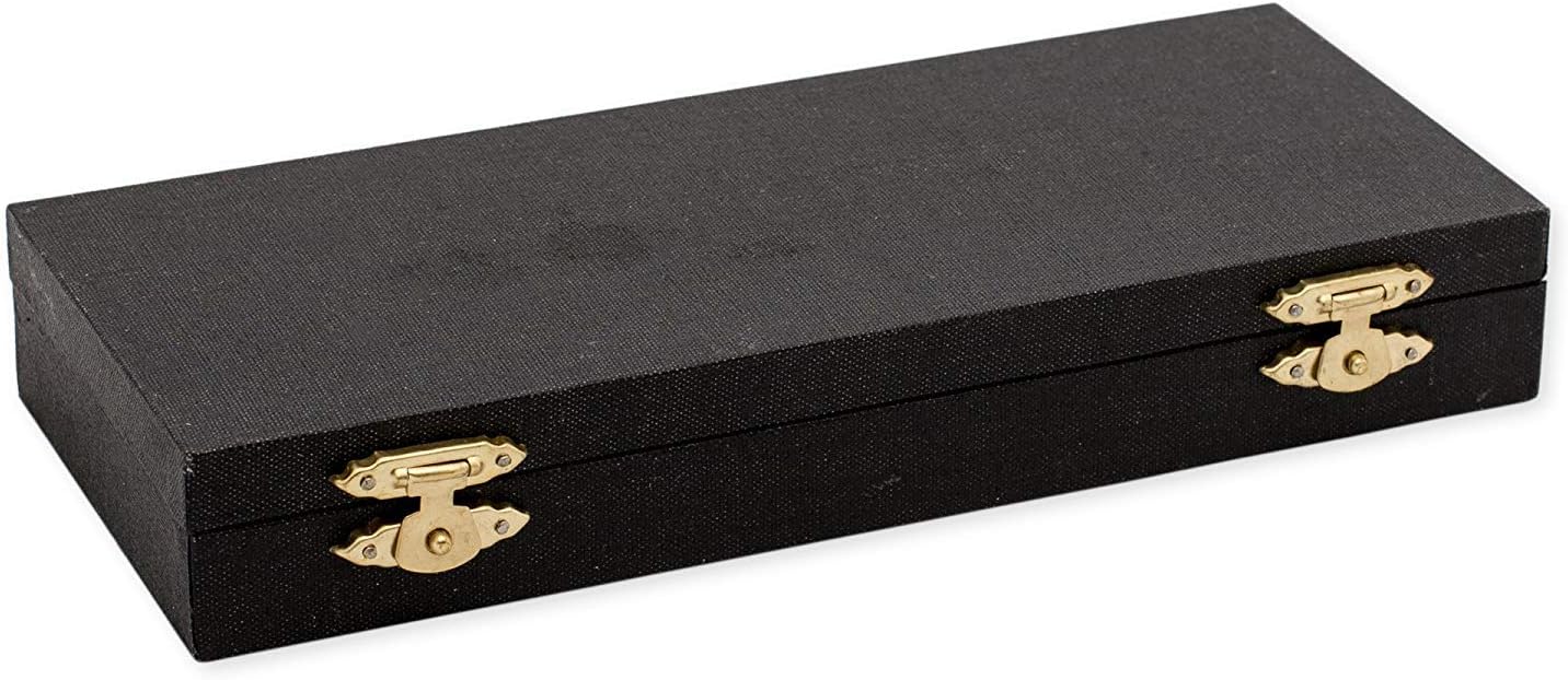 Estojo preto fechado com fechos dourados para miniatura de guitarra elétrica de baixo Broadway Gifts