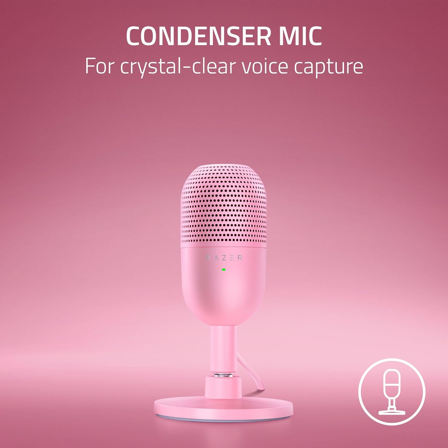 Microfone condensador Razer Seiren V3 Mini cor quartz para captura clara da voz