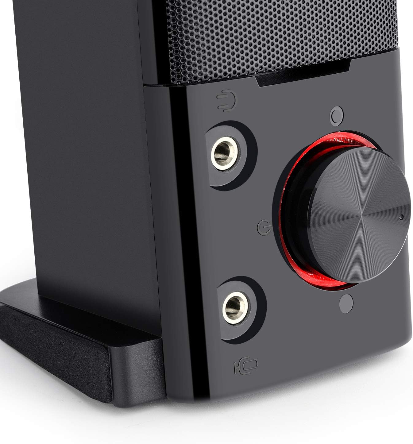 Alto-falantes Redragon Orpheus GS550 combináveis para formar um soundbar, com destaque para encaixe modular.