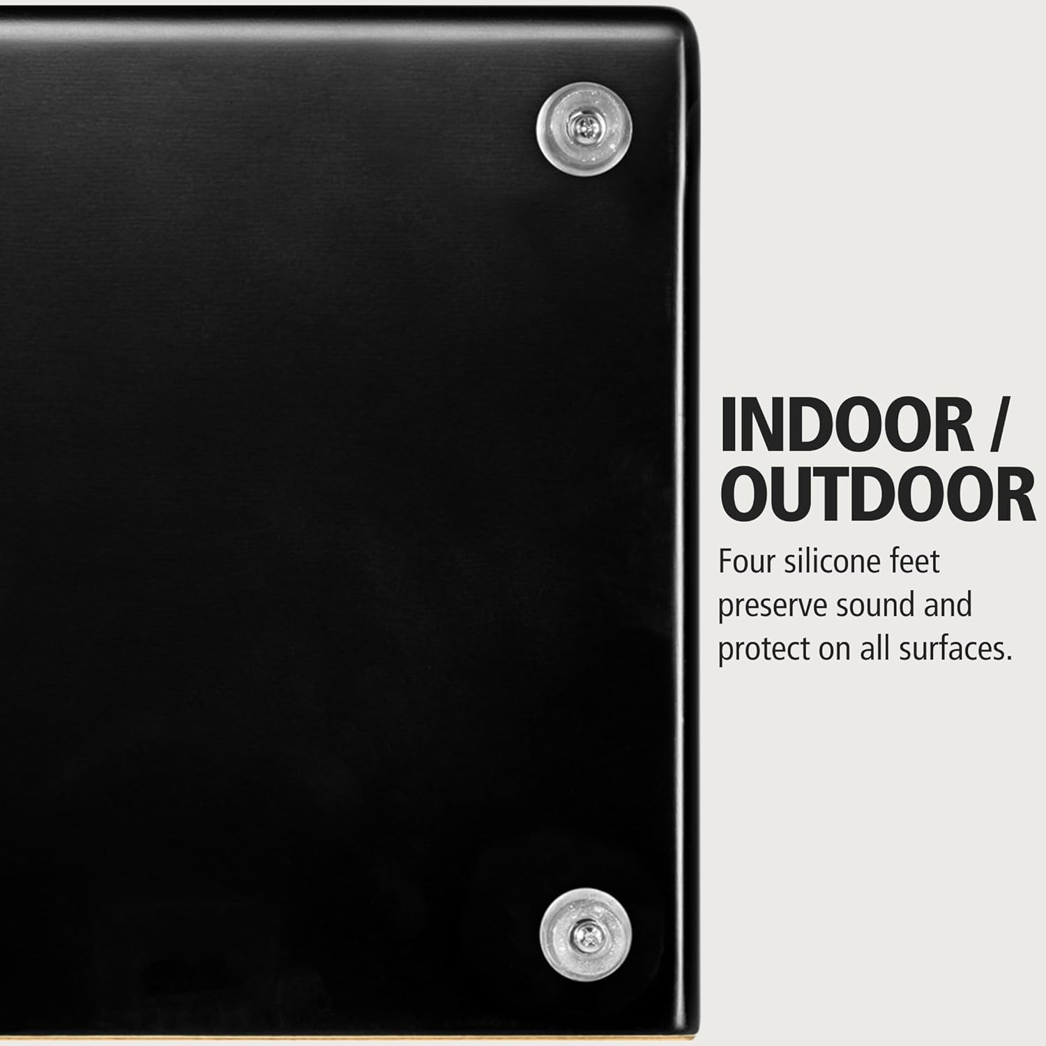 Base do cajon Meinl PWCP100MB com quatro pés de silicone para proteção e preservação sonora
