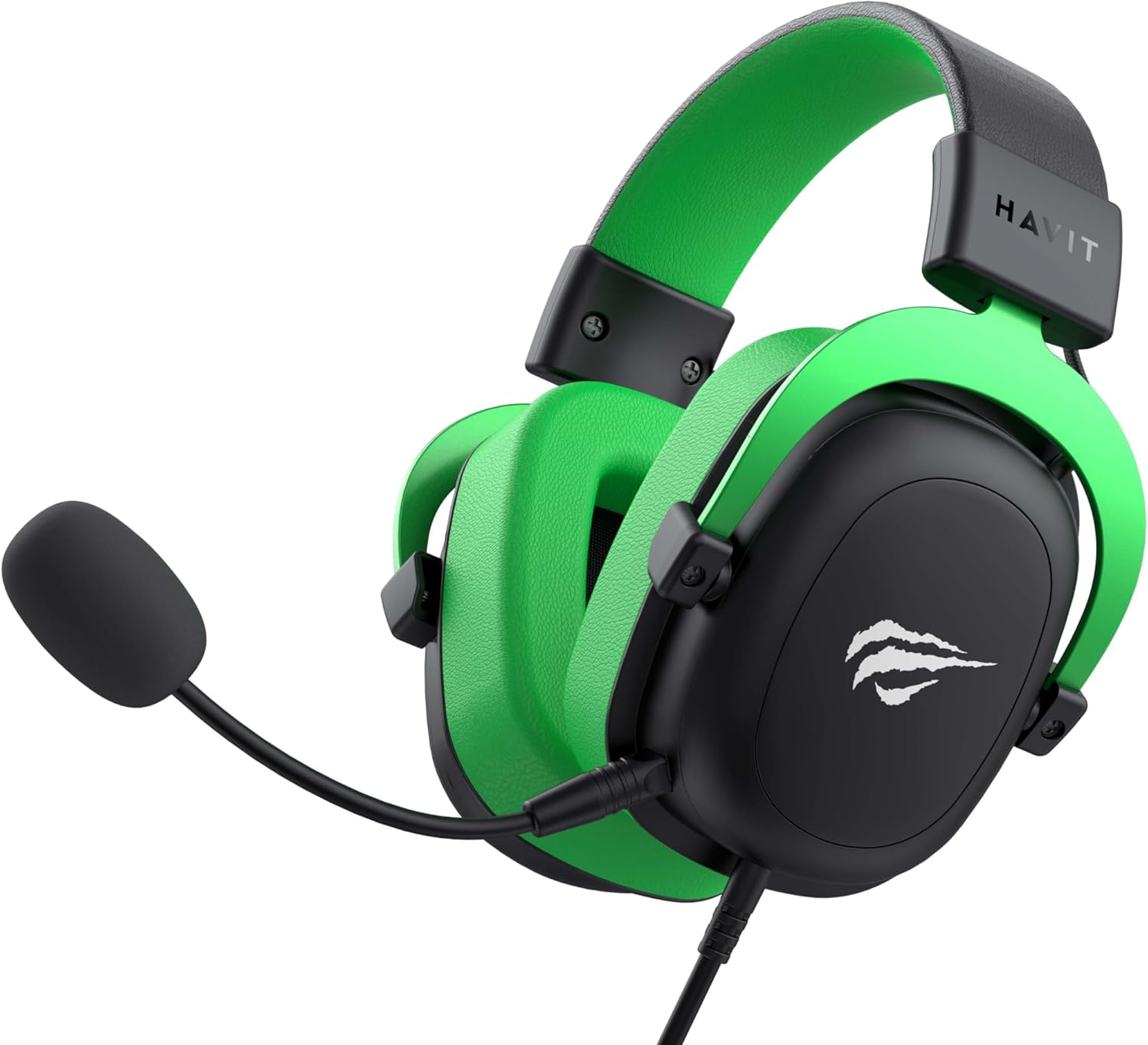 Fone de ouvido gamer Havit HV-H2002d verde com microfone e logo da marca visível