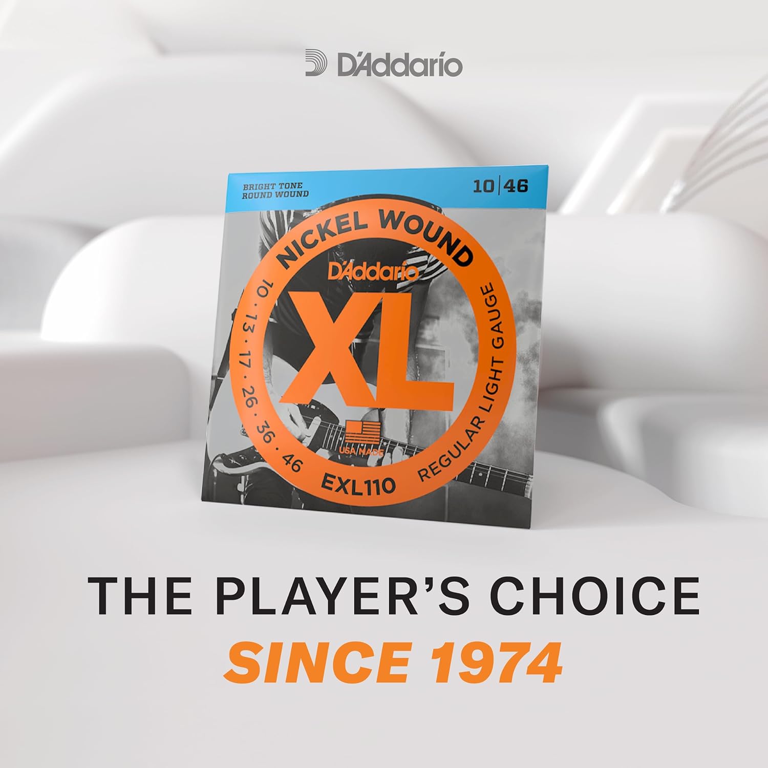 Kit cordas guitarra elétrica D'Addario EXL110 regular light 10-46 desde 1974