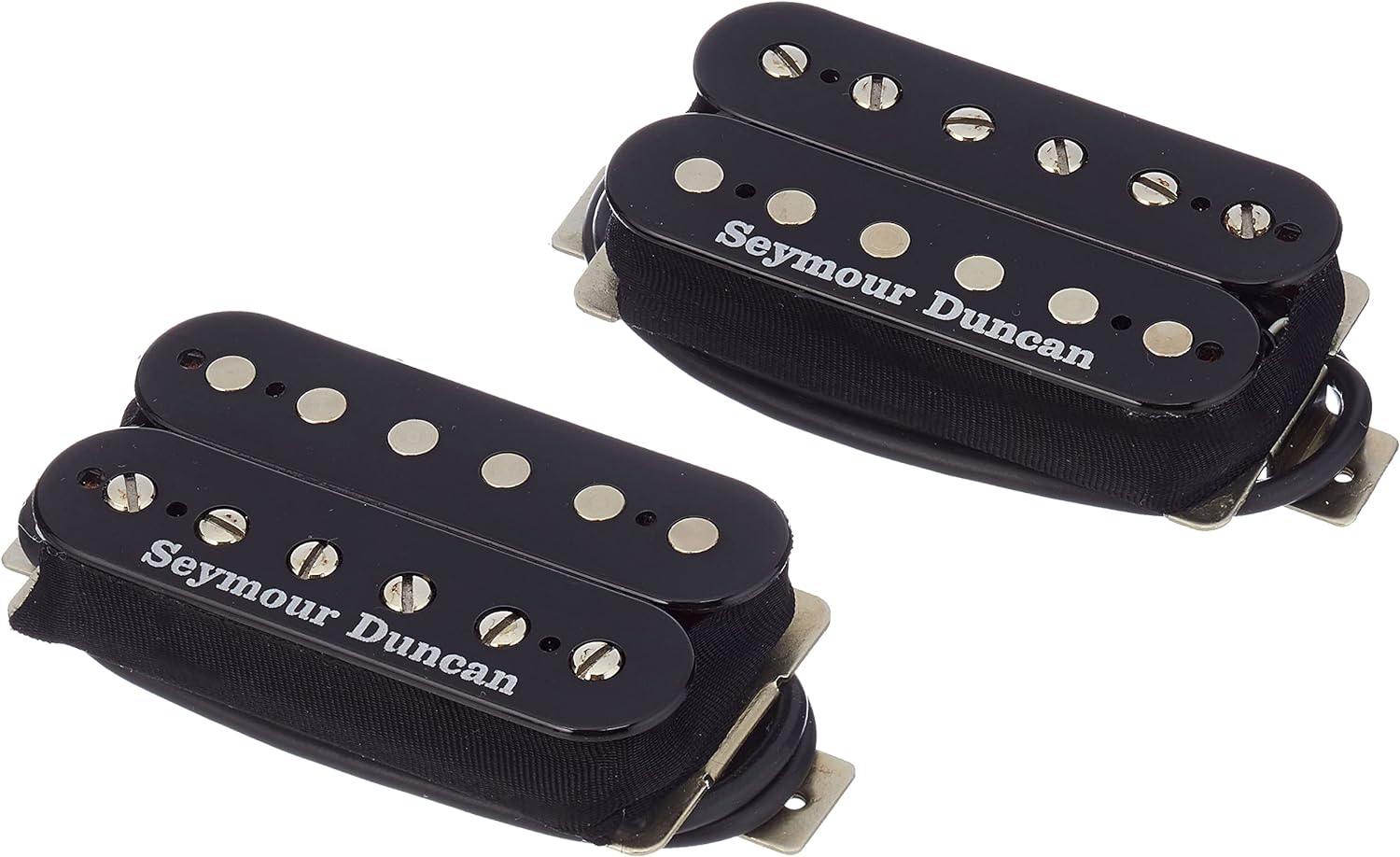 Captadores Seymour Duncan JB e Jazz Humbucker para guitarra, modelo preto com polos metálicos, sem embalagem.