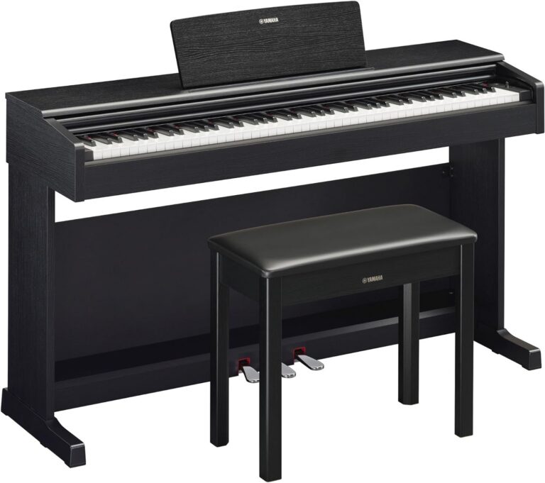 Piano Digital Arius YDP 145 B preto 88 teclas Yamaha com banco, vista frontal