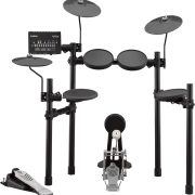 Yamaha DTX452K bateria eletrônica preta com almofada de caixa 3 zonas e pedal de bumbo