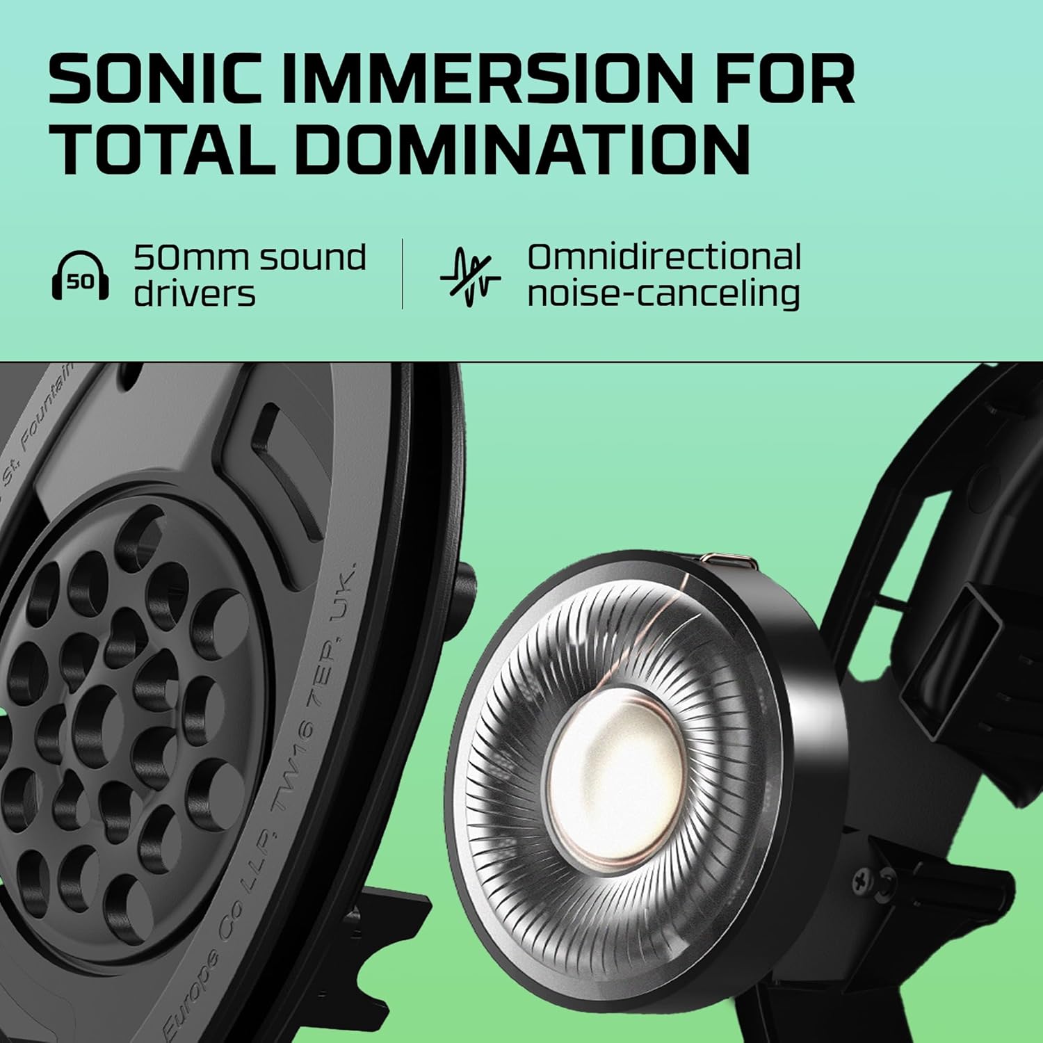 Drivers de 50mm e microfone omnidirecional com cancelamento de ruído do headset HyperX CloudX Stinger Core
