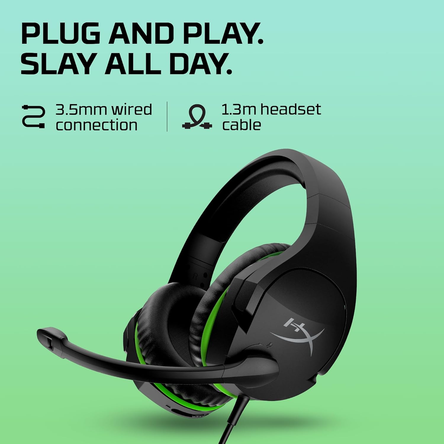 Headset HyperX CloudX Stinger Core para Xbox com conexão 3.5mm e cabo de 1,3 metros