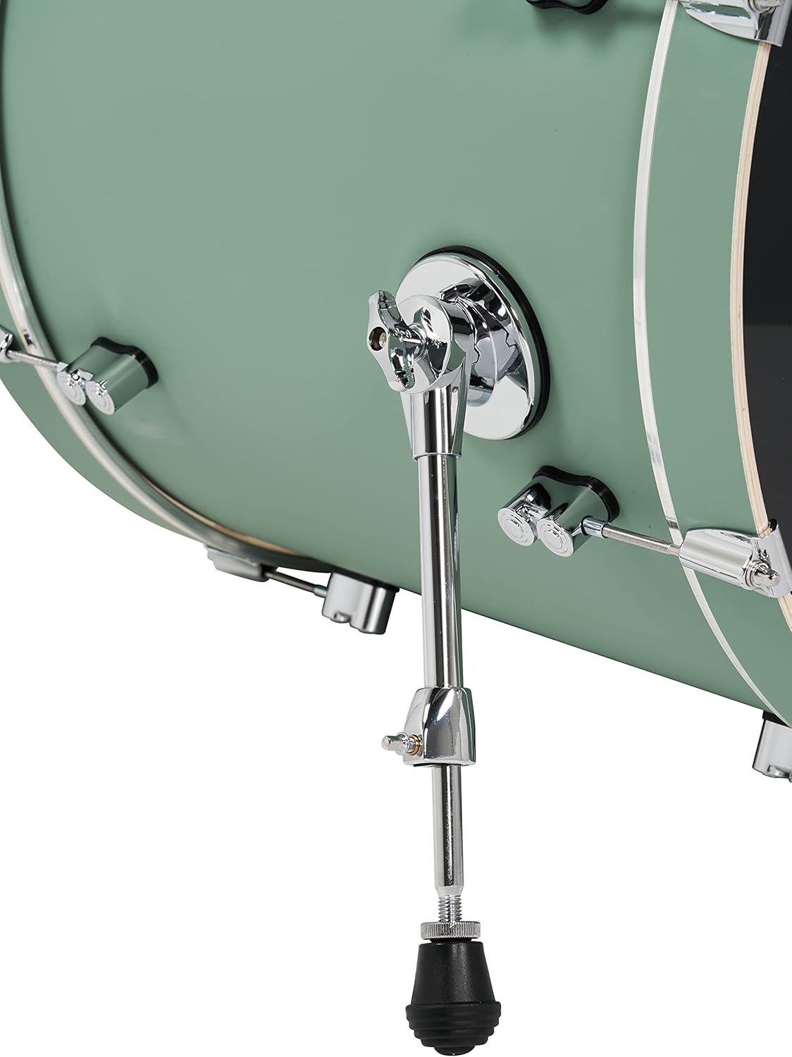 Suporte de pedal cromado e corpo verde acetinado da bateria PDP Concept Maple