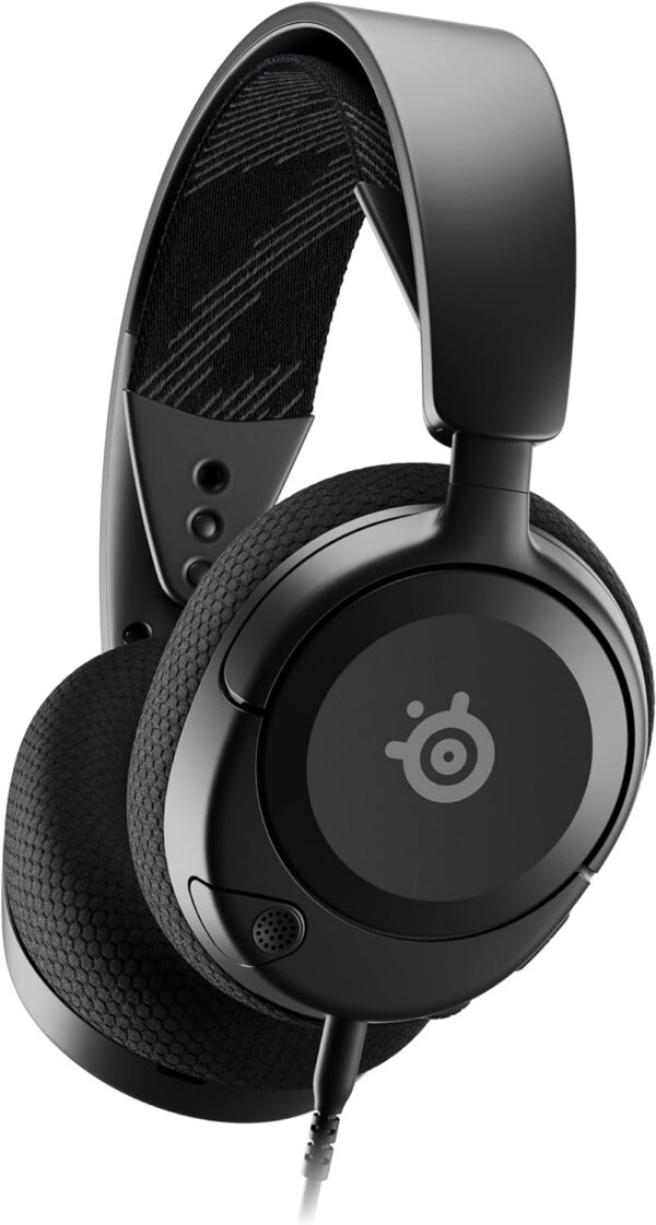 Headset Steelseries Arctis Nova 1 preto para jogos, vista lateral direita