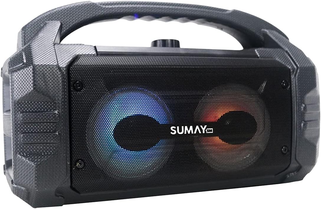 Caixa de som portátil Sumay SM-CSP1304 com LEDs azul e laranja, Bluetooth 50W RMS
