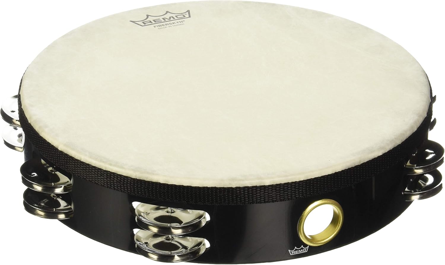 Pandeiro Remo TA-5210-70 Fiberskyn com corpo Quadura preto de 25,4 cm com platinelas metálicas cromadas