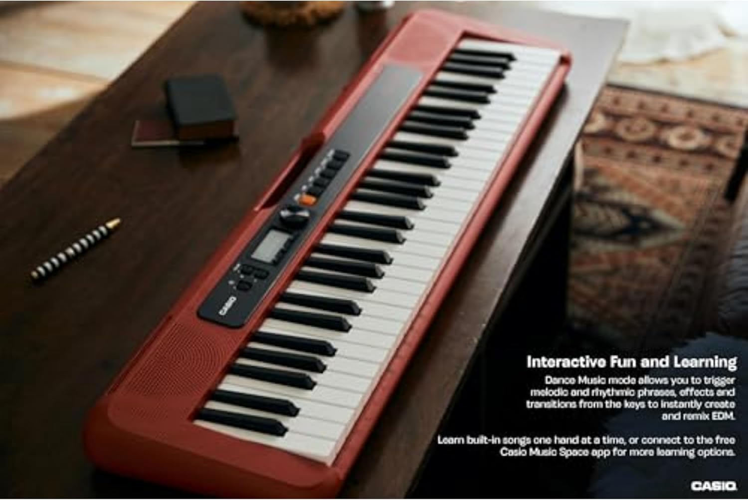 Casio Casiotone CT-S200RD teclado portátil vermelho com modo Dance Music e app para aprendizado