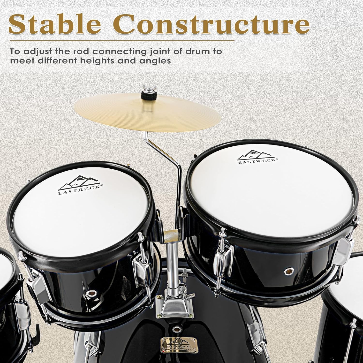 Suporte ajustável e construção estável do conjunto bateria infantil EASTROCK preto