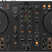 Controlador DJ Pioneer DDJ-FLX4 grafite com dois decks e jog wheels grandes