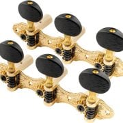 Tarraxas douradas Musiclily Pro estilo Baker para violão clássico com botões pretos
