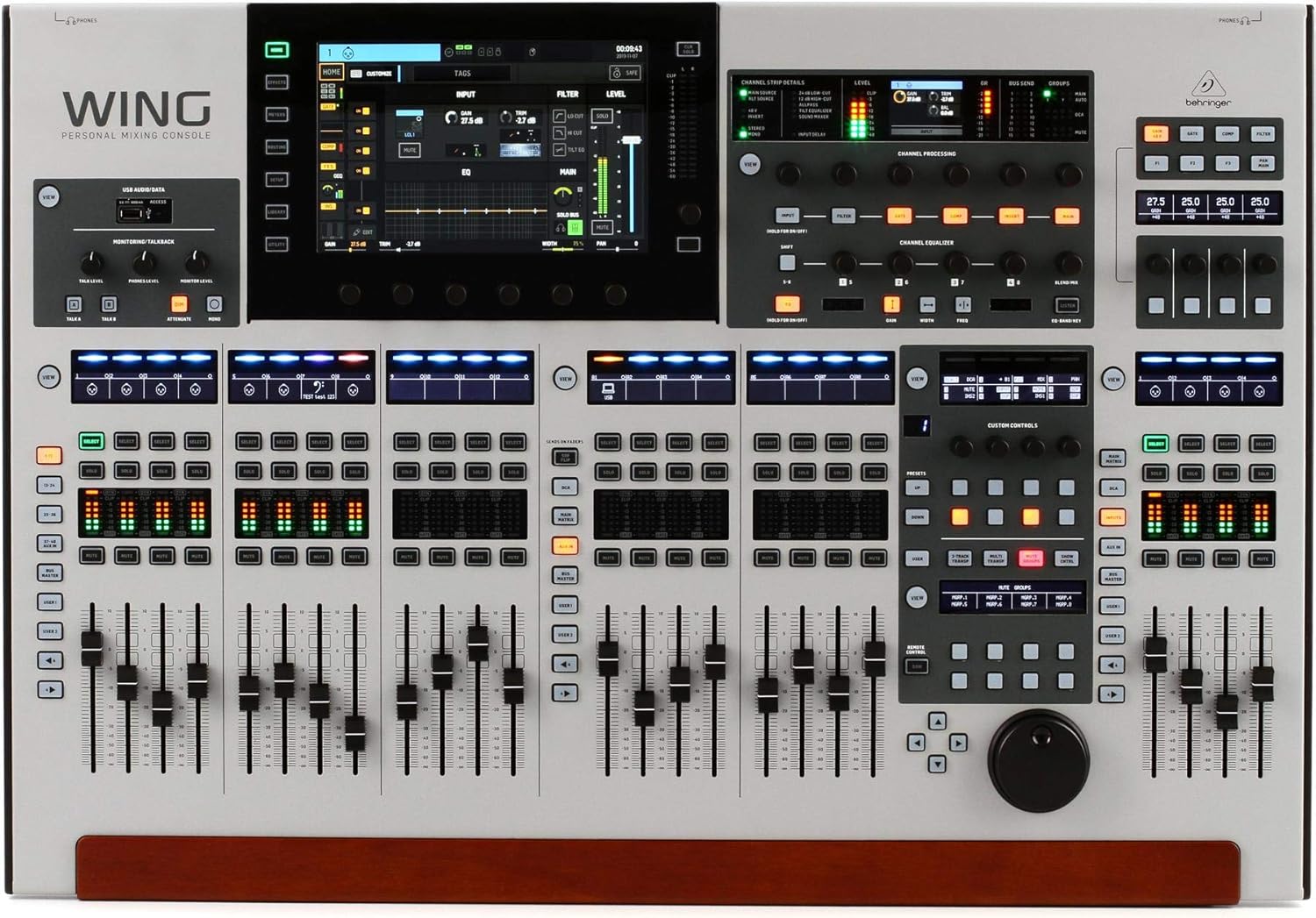 Behringer Wing mesa de som digital com 48 canais e 24 faders touchscreen branca com tela colorida