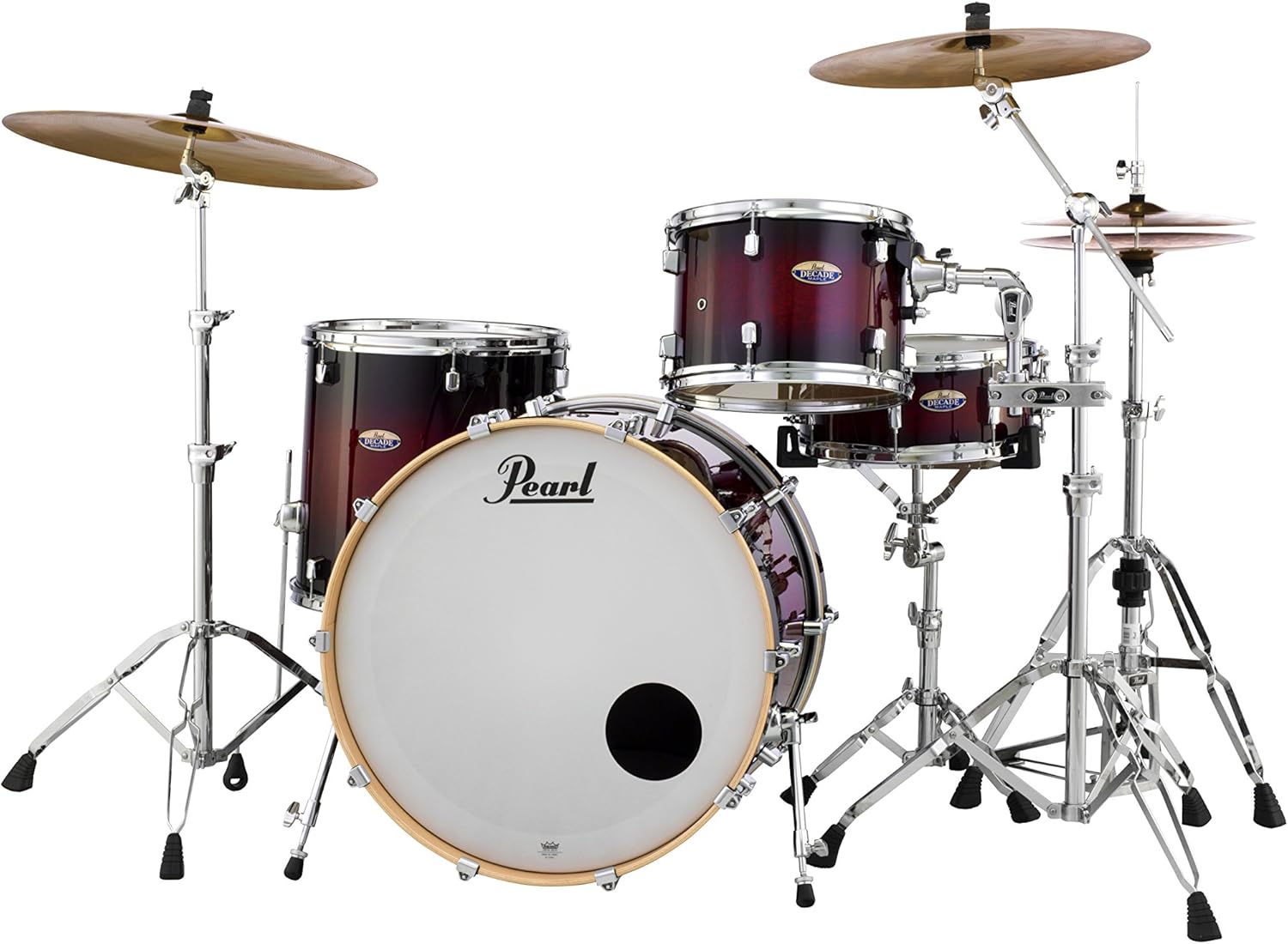 Kit bateria acústica Pearl DMP943XPC261 vermelho profundo brilhante com cascas 100% maple e pratos bronze