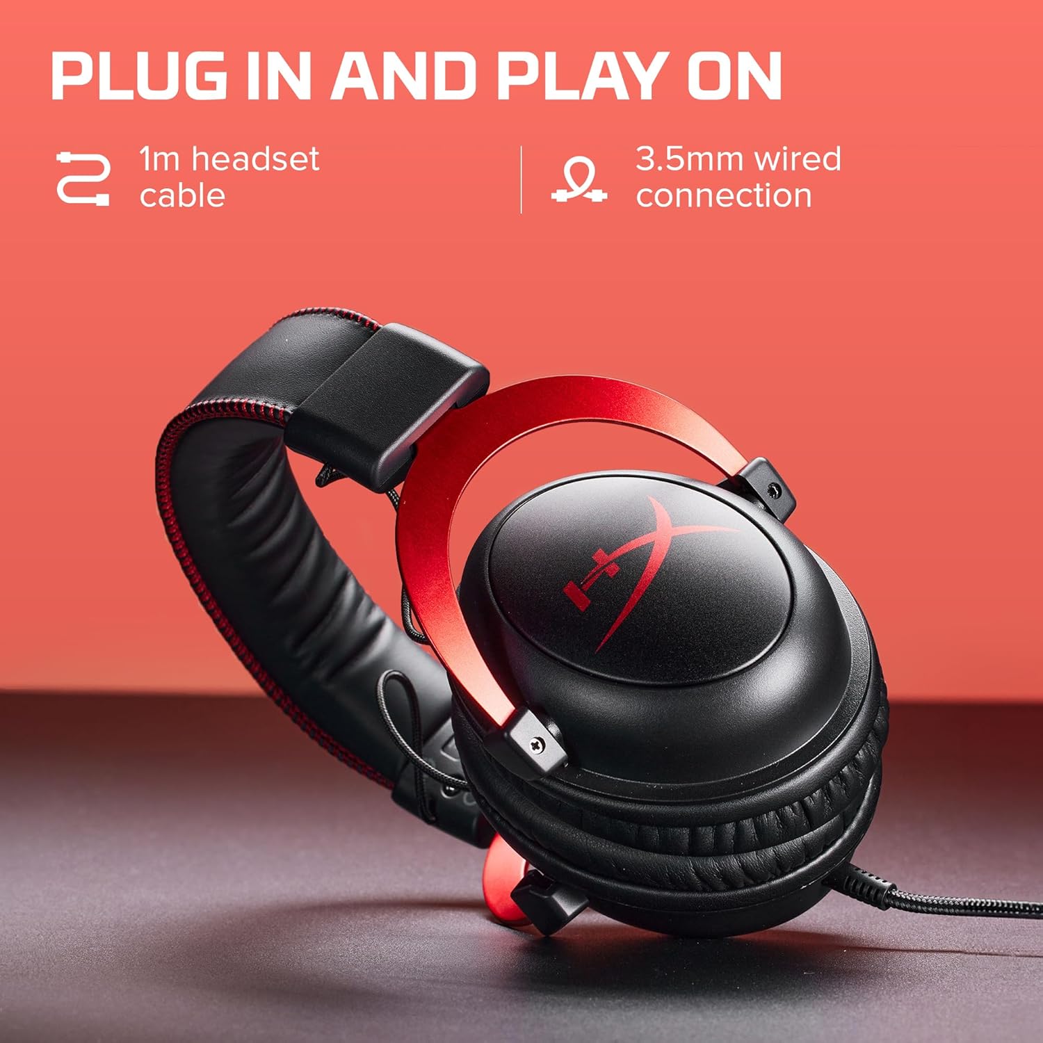 HyperX Cloud II Headset Gamer com cabo de 1 metro e conexão 3.5mm plug and play