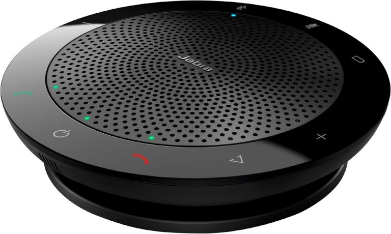 Jabra Speak 510 viva voz Bluetooth portátil preto para conferência com botões touch e indicador de bateria.