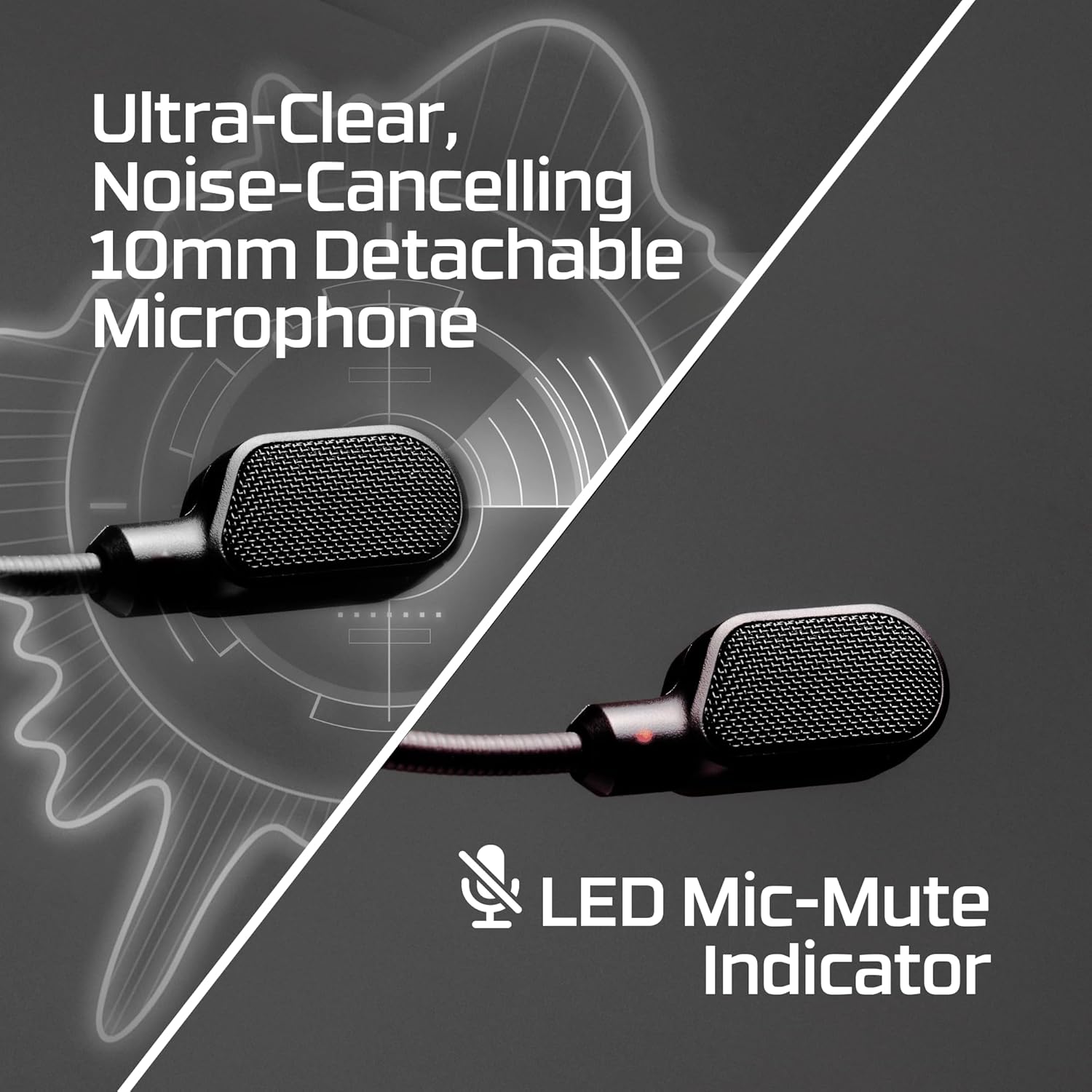 Microfone destacável de 10mm com cancelamento de ruído e indicador LED do headset HyperX Cloud III