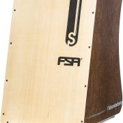 Cajon FSA Standard FS2508 tabaco com captação dupla dinâmica, frente clara e laterais tabaco, com logotipo FSA