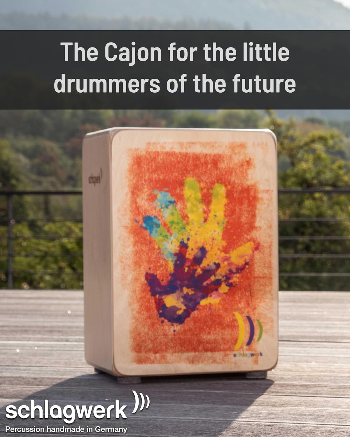 Cajon Schlagwerk CP402 infantil com design colorido para pequenos bateristas