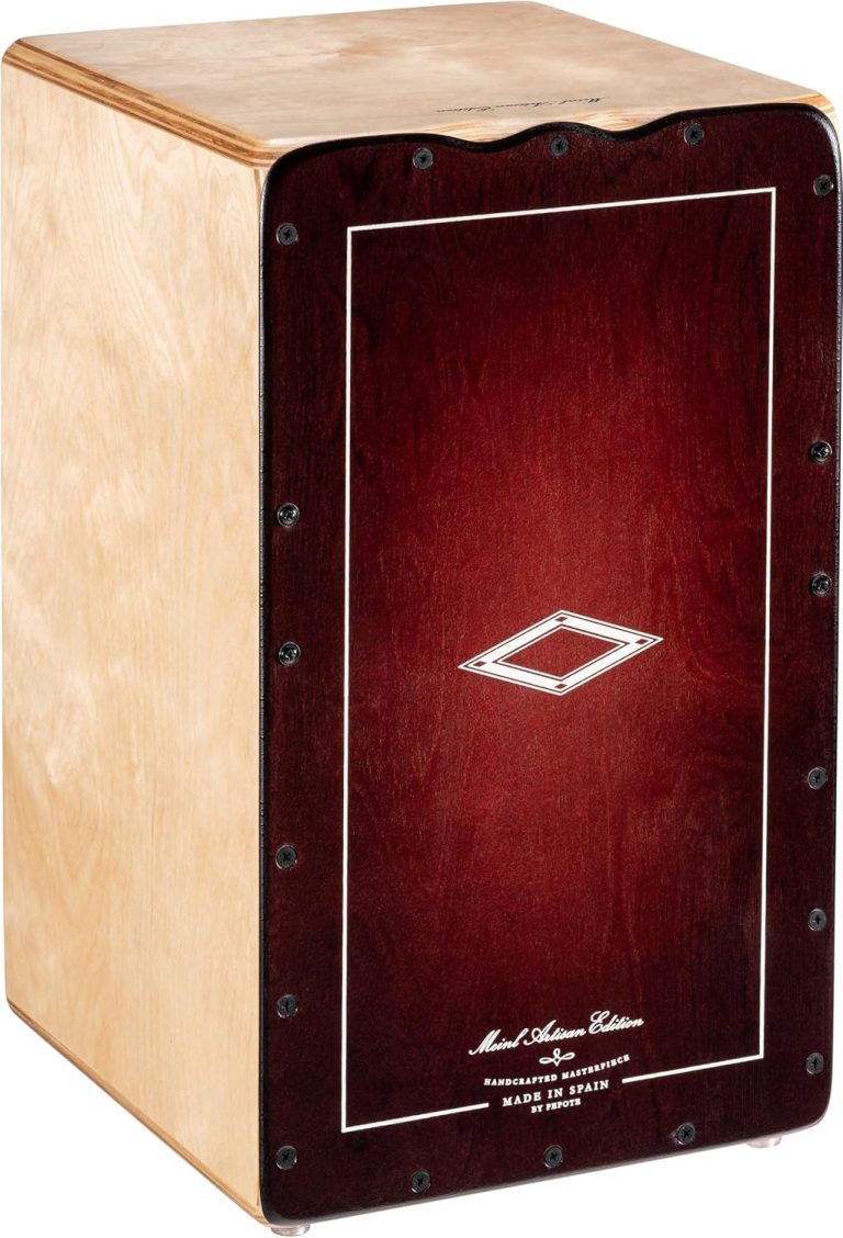 Meinl Soleá Cajon artesanal corpo bétula báltica placa frontal vermelha