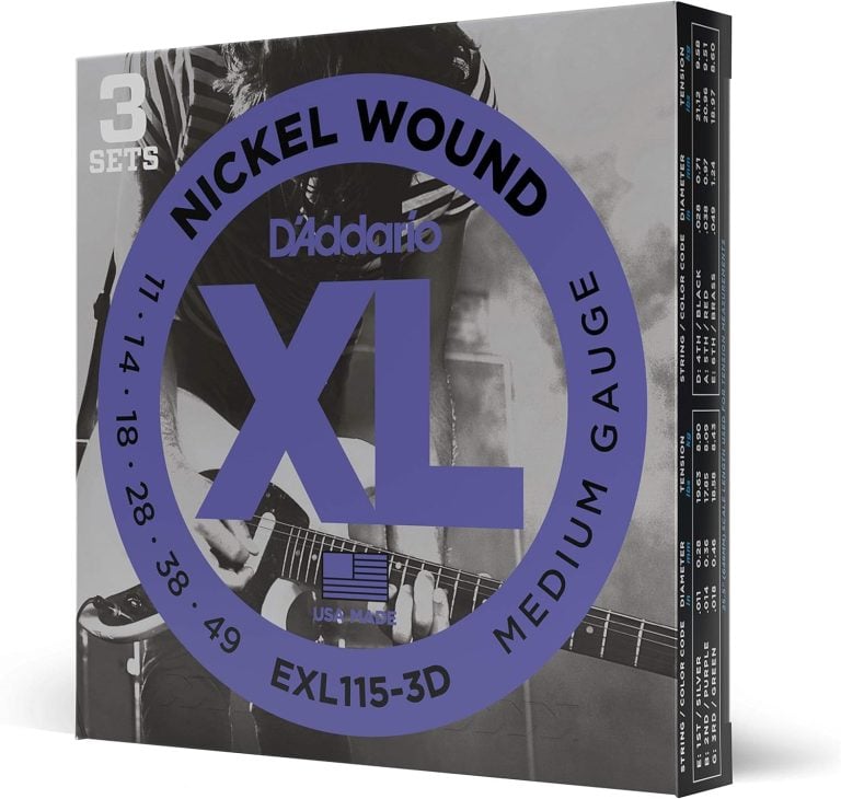 Kit 3 jogos de cordas para guitarra elétrica D'Addario EXL115-3D aço niquelado médio