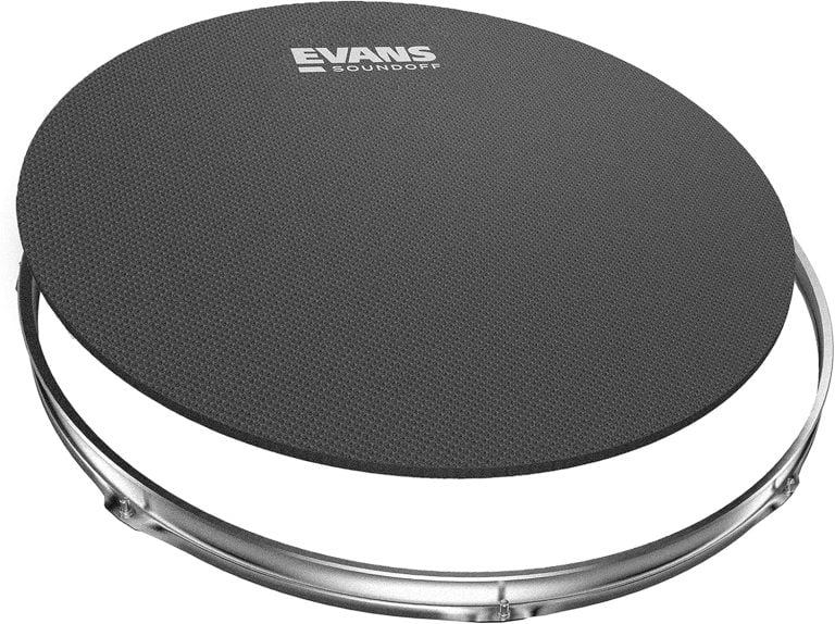 Almofada preta para bateria acústica Evans Soundoff com anel metálico
