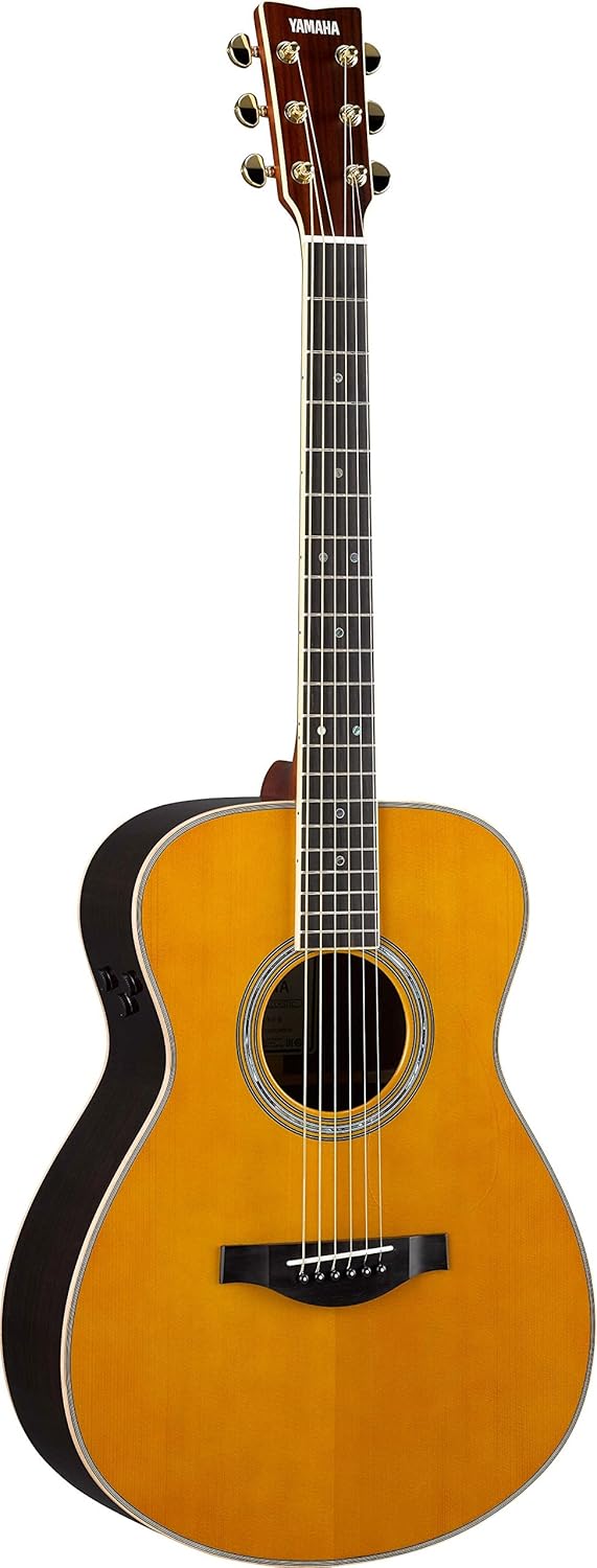 Yamaha série L guitarra transacústica vintage tint com sistema eletrônico e acabamento refinado