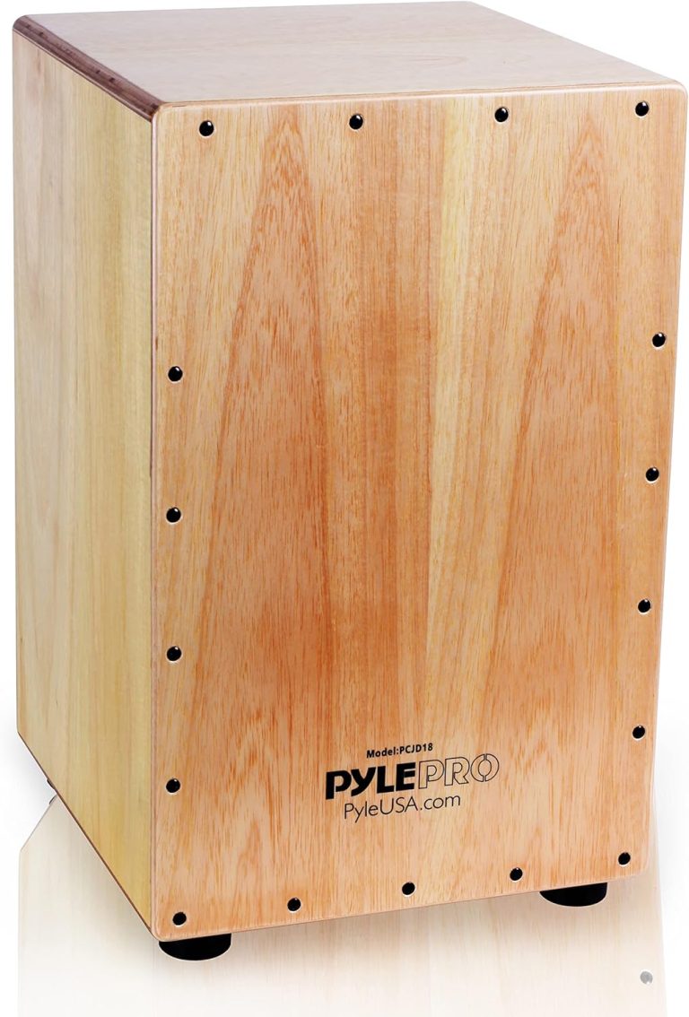 Cajon de madeira Pyle String PCJD18 com cordas internas ajustáveis e design compacto.