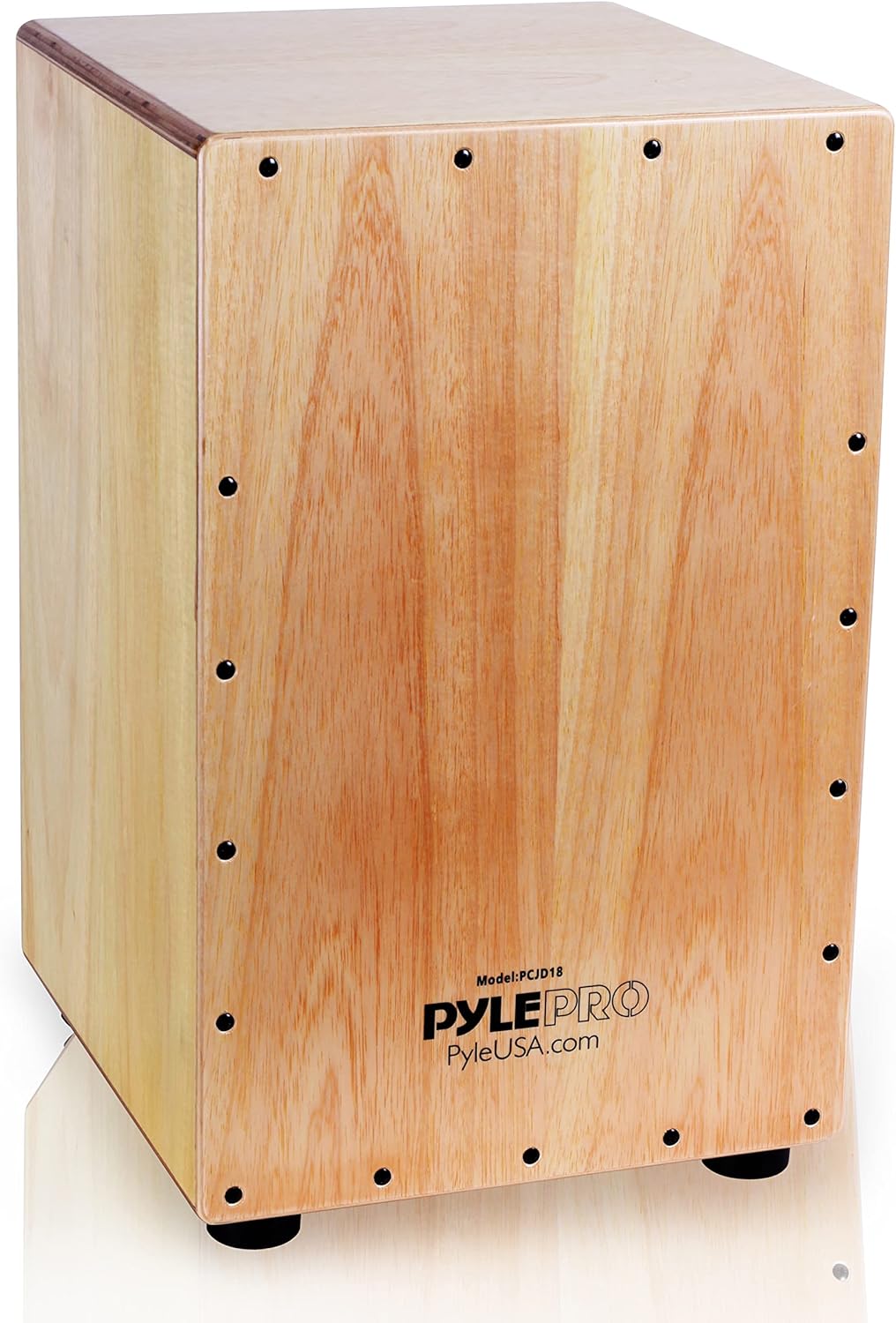 Cajon de madeira Pyle String PCJD18 com cordas internas ajustáveis e design compacto.