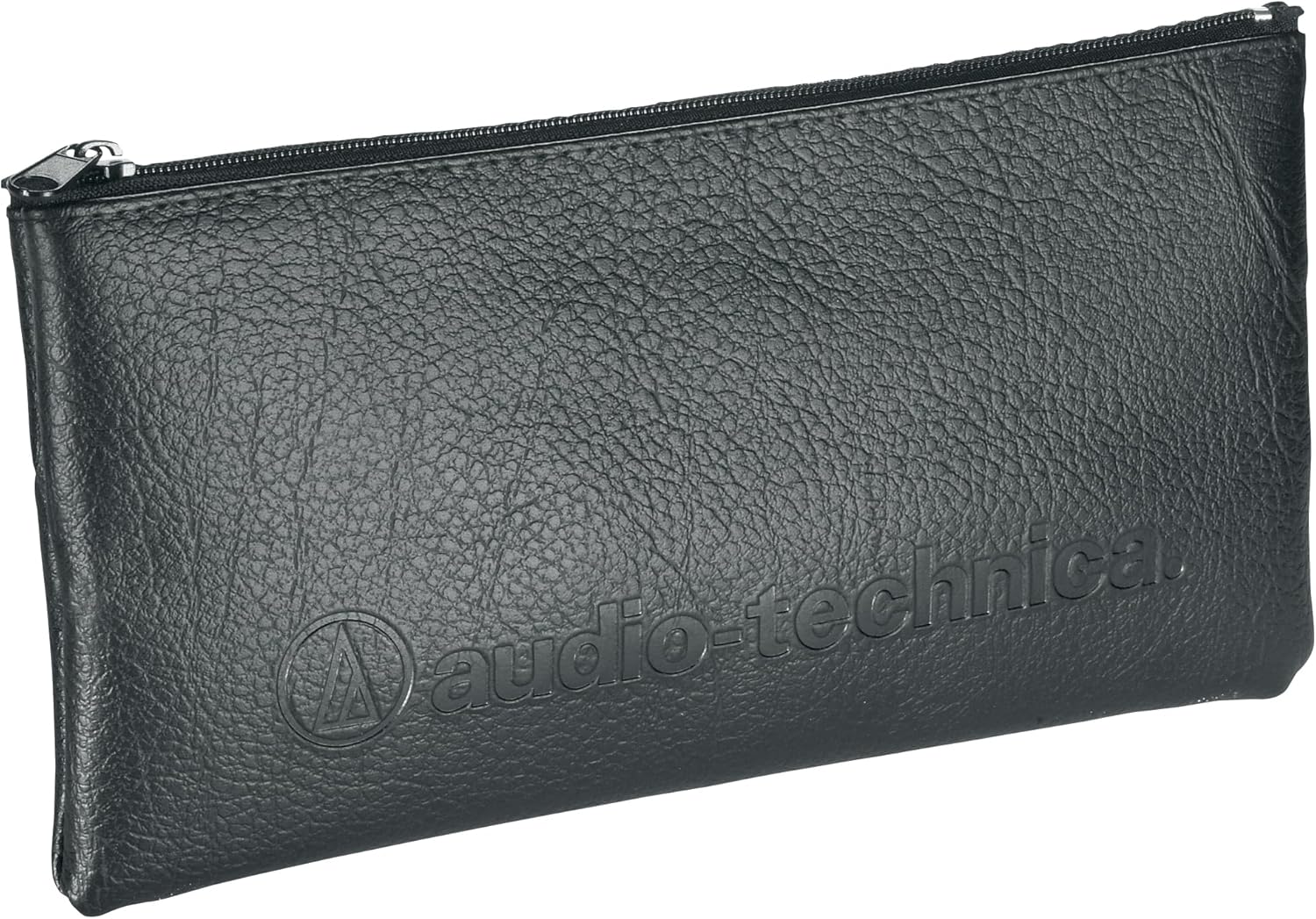 Bolsa de transporte preta para microfone Audio-Technica com zíper e logo em relevo