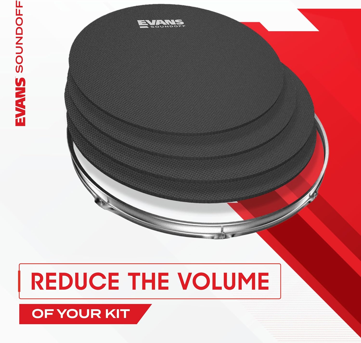 Conjunto de almofadas para bateria acústica Evans Soundoff para redução de volume