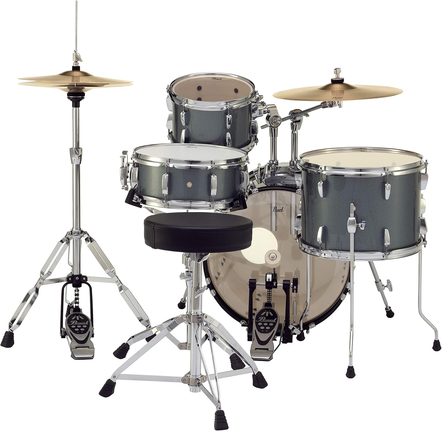 Kit bateria acústica Pearl Roadshow RS584C carvão metálico com acessórios completos