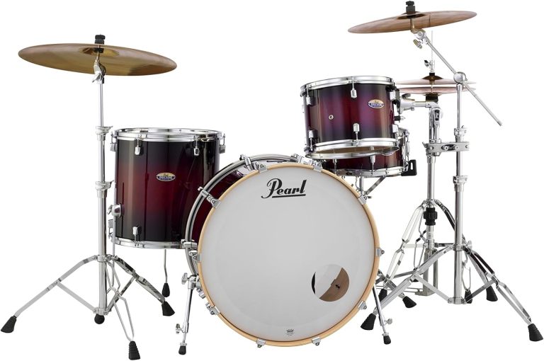 Bateria acústica Pearl DMP943XPC261 vermelho profundo brilhante com cascas 100% maple e pratos bronze